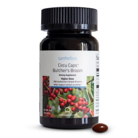 Sanhelios Circu Caps Higher Dose Max Potency Butcher's Broom Extract - Herbal Support Supplement for Healthy Blood Flow, Veins & Circulation in Legs - 50 Capsules - 1 Pack