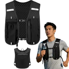 Running Hydration Vest for Women & Men, Adjustable Running Phone Holder Vest with 500ml Soft Flask, Reflective Lightweight Backpack for Running, Hiking, Cycling