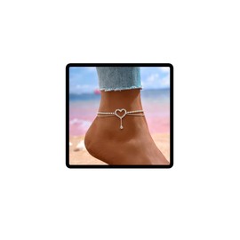 Clataly Love Heart Anklet Crystal Star Layered Anklet Brackets Adjustable Summer Beach Foot Chain Jewellery for Women Girls, Unit size, rhinestone crystal