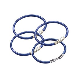 Lucky Line 4-1/2" Locking Cable Key Ring, Crimp to Permanently Close, Nylon Coated Steel Wire, Corrosion-Resistant, 25 Pack, Blue (80830)