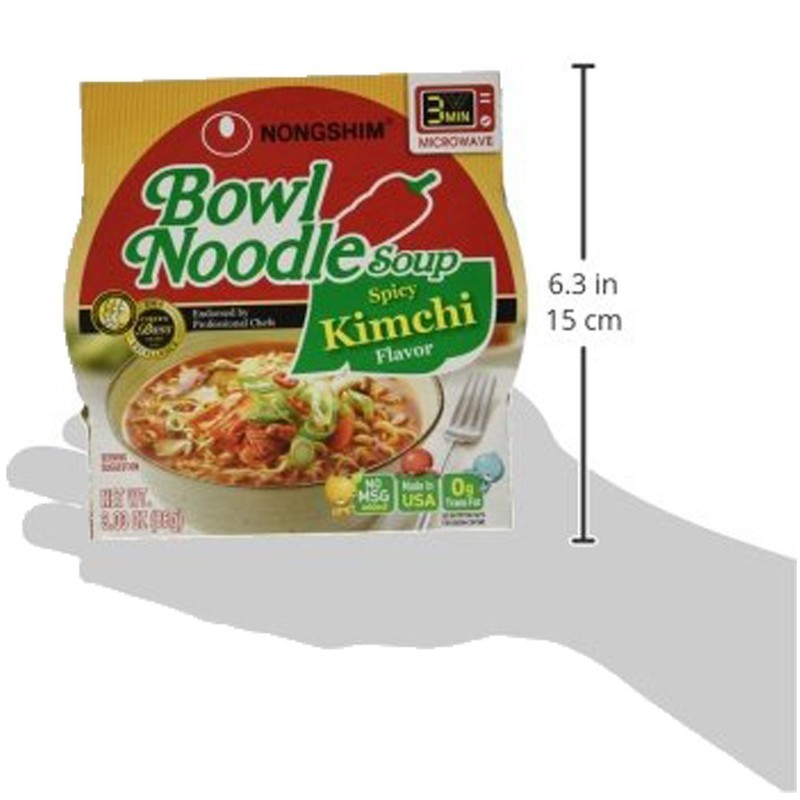 Nongshim Bowl Noodle Soup, Spicy Kimchi, 3.03 Ounce (Pack of