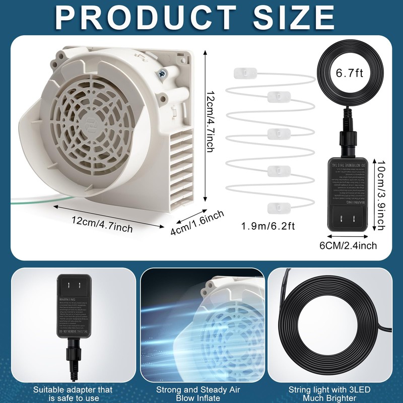Ceenna 2 Set White Air Blower for Inflatables Replacement, 12v
