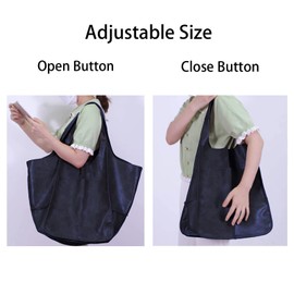 KlaOYer Oversized Leather Tote Bag Large Capacity Work Hobo Pu Leather Bucket Purse And Handbag Big Soft Travel Shopping Bag (Blue)