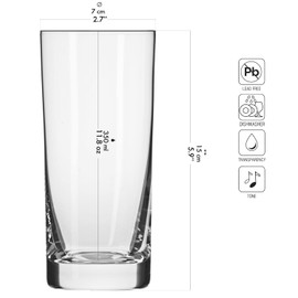 Krosno Highball Glasses, Set of 6, 11.8 oz, Blended Collection, Crystal Glass, Perfect for Everyday, Multipurpose Glasses, Dishwasher Safe, Made in Europe