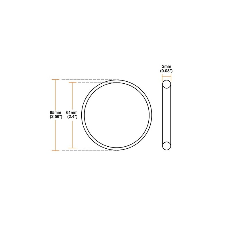 sourcing map Fluororubber O-Rings FKM Seal 65 mm AD 61
