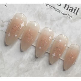 Syrup Cheek Starlight Nail Handmade Nail Tips - Ballerina / 시럽 치크 별빛네일 수제네일팁 - 발레리나