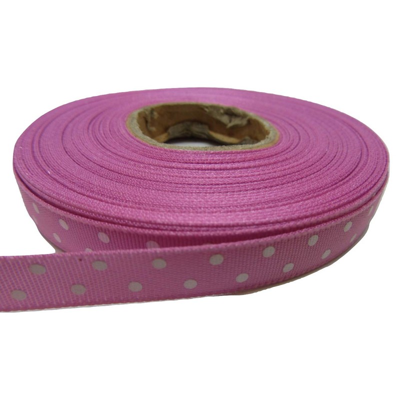 2 metres x 10mm Polka dot Satin Ribbon Candy Bright