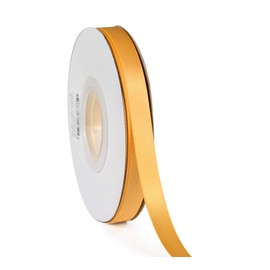 YAMA - Cinta de satén dorada de doble cara, 3/8 pulgadas, 25 yardas, cinta de tela dorada fina para envolver regalos, manualidades, lazos, bodas, fiestas, decoración de Navidad