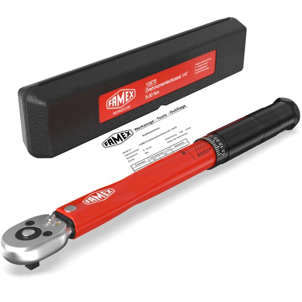 FAMEX 10878 Torque Wrench 1/4 Inch (6.3 mm) Drive 5-30