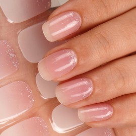 DANNI & TONI Halb ausgehärtete Gel Nagelfolien (Mystery Veil) Rosa Abstufung transparent Glänzend Nagelset uv Gel Nagelfolie Nageldesign Nagelfolie Selbstklebend Wraps 28 Aufkleber