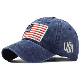 IZUS American Flag,Distressed Baseball Hat – 100% Distressed Cotton Dad Hat Embroiderred for Adult (Navy)