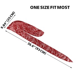 WIRESTER Fashion Satin Silky Durag with Long Wide Tail, Comfort Du Rag 360 Wave for Men Women - Red Paisley