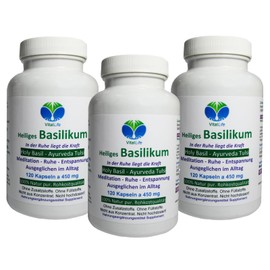 Tulsi Holy Indian Basil Ayurveda Royal Herb 360 (3 x 120) Capsules Meditation Peace Relaxation Balanced in Everyday Life Pure Natural No Additives 26700-3