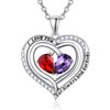 Heart Necklace for Women Sterling Silver Heart Zirconia Pendant Garnet