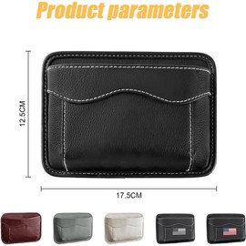 Adunsiaoto PU Leather Mini Storage Bag for Auto Door Window Console, Car Seat Side Pocket Organizer, Leather Car Seat Catcher Gap, Fits to Organize Document, Notepad, Glasses, Keys(Beige)