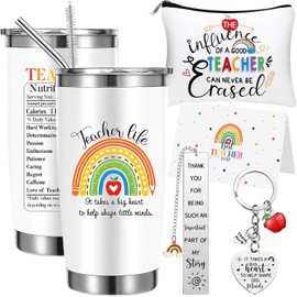 Blulu Teacher Gifts Set Teacher Appreciation Keychain Thank You Bookmark Tumbler Makeup Bag Card for Women Men Nursery Colleague Teacher Tutor Mentor Leaving Graduation Retirement Birthday Presents