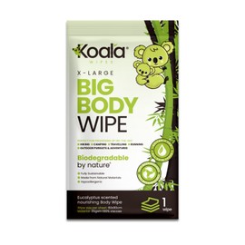 Koala Wipes - XL Big Body Wipe - 60x90cm - Biodegradable Lemon Scented Cleansing Wipe, Perfect for Hiking, Camping, Festivals and Outdoor Activities