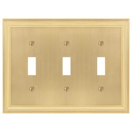 Amerelle 98TTTSB Daltry Wallplate, 3 Toggle, Cast Metal, Satin Brass, 1-Pack