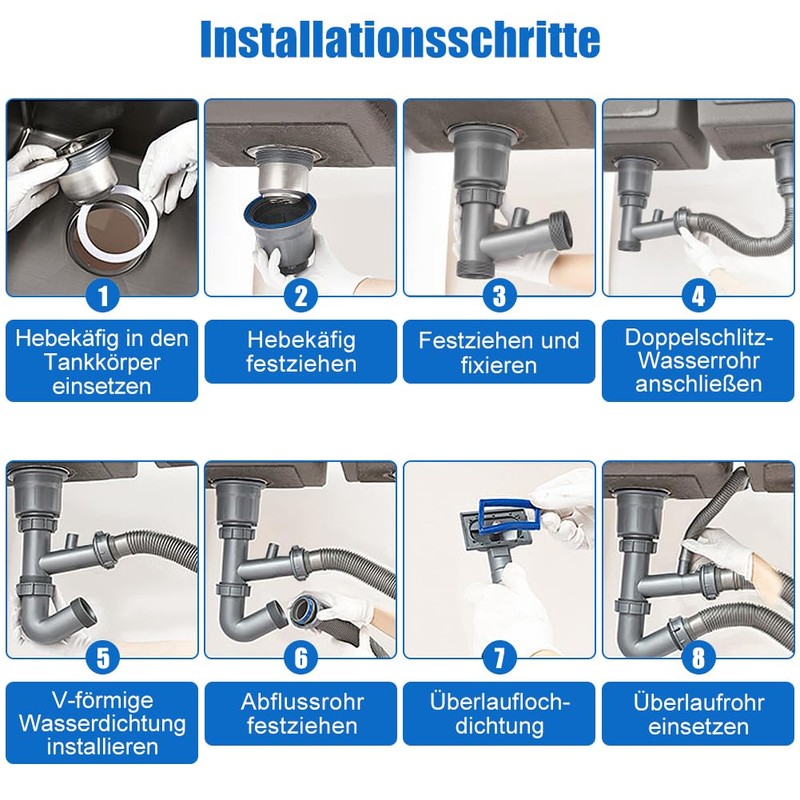 Expandable All-in-One Sink Drain Pipe, P Siphon Pipe for Double