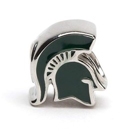 MSU Spartan Helmet Charm for Bracelets - Michigan State Spartans Charm - Hypoallergenic Stainless Steel Bracelet Beads - Michigan State Jewelr for Women