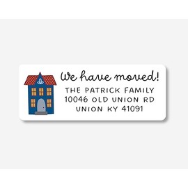60ct - We have Moved Christmas Return Address Labels, Merry Christmas House Return Address Stickers, Holiday Address Stickers (#722-WH)