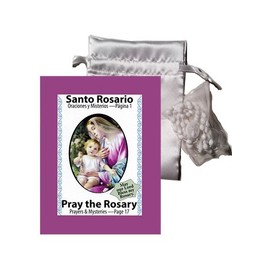 Plastic rosary with Satin Bag - Rosario de Plástico con Bolsa de Satín (WHITE)
