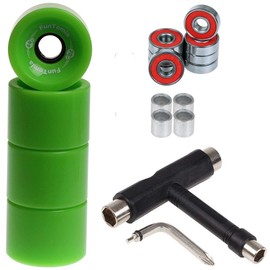 FunTomia Pack of 4 Longboard/Skateboard Wheels (Big Wheels) in 70 x 51 mm 80A or 86A Including ABEC-9 Ball Bearings, Metal Spacer and T-Tool