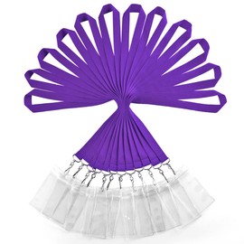 12 Pack Lanyard with ID Card Holder, Durable Rainbow Neck Lanyards Straps with Clear Waterproof Holders in Bulk, Purple