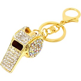bstedyas Fashion Crystal Keychain Keyring Car & Bag Accessory Pendant Purse Charm Handbag Hanging Decor Ornaments (Gold Whistle)