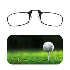 ThinOptics Universal Pod Case + Rectangular Reading Glasses, Tee Off, 53 mm + 2