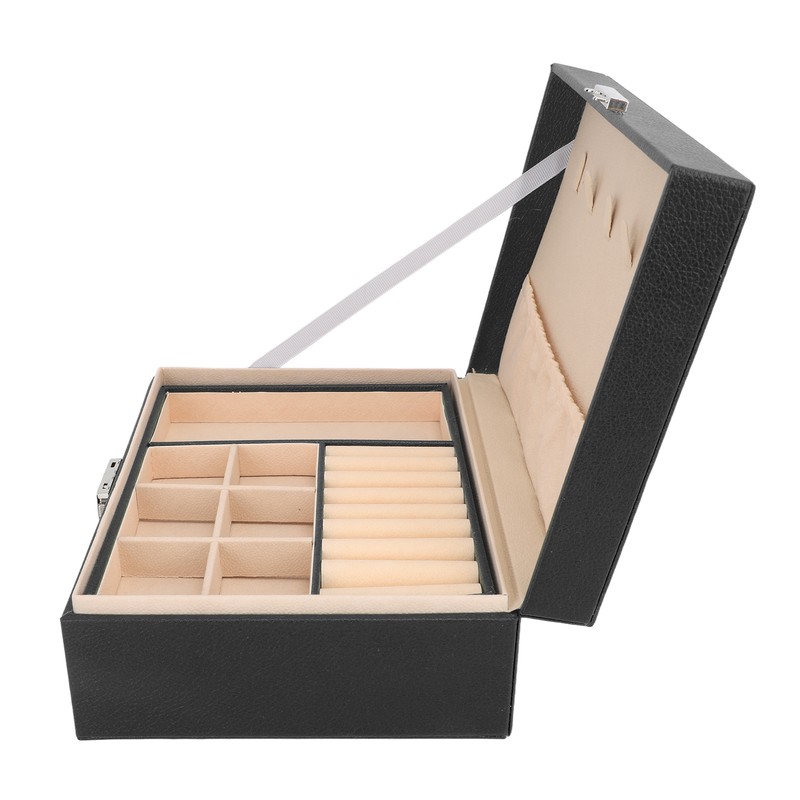 Double Layer Jewelry Box Soft PU Leather Jewelry Storage Organizer