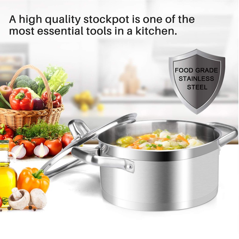 Duxtop Professional Stainless Steel Cookware Induction Ready Impact-bonded Technology (4.2Qt
