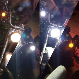 LivTee Señales de giro frontal extremadamente brillantes y panel de luces LED Switchback con base 1157, compatible con Harley Dyna Street Glide Road King, blanco/ámbar