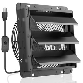 HG Power Upgraded 10 Inch Shutter Exhaust Fan, 647CFM Low Noise Shed Exhaust Fan with Mesh Screen for Basement, Gable, Chicken Coop Ventilation Use, Black