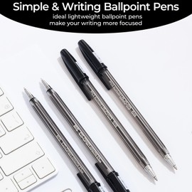 M&G Ballpoint Pens, Black Ink Ballpoint Pens Fine Point 0.7mm, Ball Point Pens Bulk Smooth Writing with Anti-Slip Grip & Plug-In Cover for Journaling Office Supplies School Women Men (40 Pack)