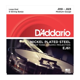 D'Addario J61 Nickel-Plated Steel Medium (.010-.023) 5-String Banjo Strings