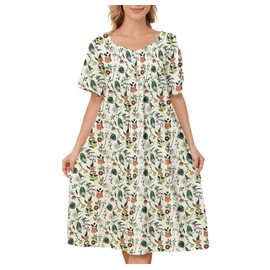 VTUOFC Moo Moos for Women with Pockets Muumuu Dresses for Women Old Lady Nightgowns House Dress Elderly Moomoo Dress Ladies House Dresses Yellow Flowers M