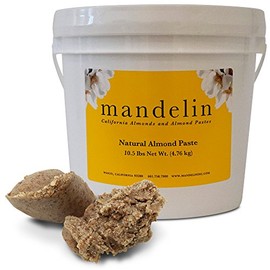 Mandelin Natural Almond Paste (10.5lb), Dark Color, made from almonds with skin on. 50% Almonds, 50% Sugar