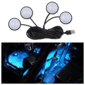 4-in-1 Car LED Lights Interior with USB Port,Ambient Neon Car Door Lights Kit for Car Decor,Party,Music,Gift,Universal Car Pedal Light Car Interior Accessories for Wonmen & Men (Ice Blue)