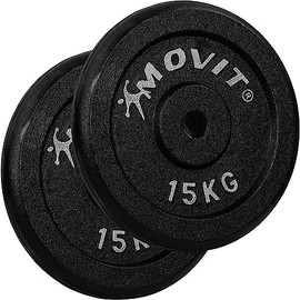 MOVIT¬Æ Hantelscheiben Set PRO, 100% Gusseisen, 30/31 mm Bohrung, Gewichtsscheiben Set Gewichte Hantel 2x 15,0kg