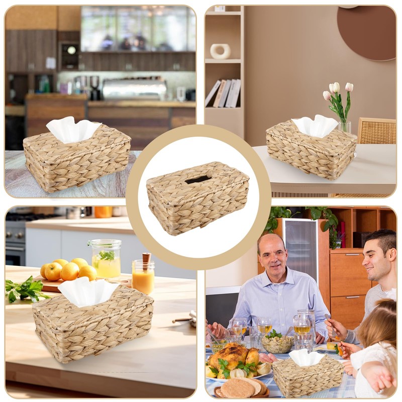 Rattan Tissue Box, Handwoven Tissue Boxes, Cosmetic Tissue Box, Rectangular