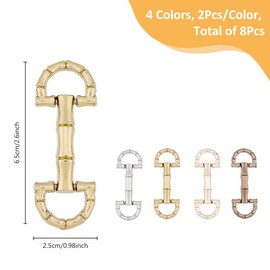 SUPERFINDINGS 8Pcs 4 Colors Alloy D Ring Snaffle Bit Buckles Colorful Horse Bit Buckle Double Bit Buckle for DIY Shoes Buckle Bag Cloth Decoration,2.5inch