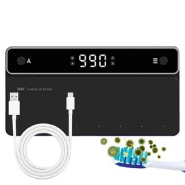 Uv Toothbrush Holders For Bathroom Tooth Brush Cleaner & Holder Large Capacity Tray Tooth Brushing Holder Wall Mounted Cordless - Colour: White
