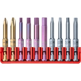 PB Swiss Tools BitBlock with 10 Cross Torx Hexagon Socket Bits PB E6.700 | 100% Swiss Made | Handy Bit Set for Standard Applications in Industry and Crafts