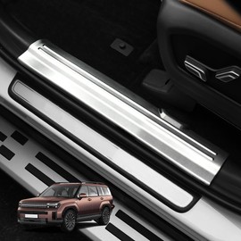 YOUTOOCAR Stainless Steel Car Door Sill Scuff Plate Guard Sill Compatible with Hyundai Santa FE 2024-2025 Accessories (Silver)
