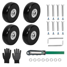 50mm x 18mm Luggage Replacement Wheels Set 4Pcs Rubber Suitcase Wheels with Saw&30mm/35mm Axles Repair Kit for Luggage Bags Trolley Case