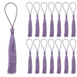 100 x 13 cm Silky Floss Bookmark Tassels, 2 Inch Cable Bow and Knots, Craft and Jewellery Making, in Light Purple