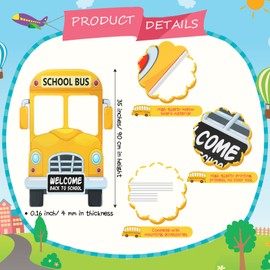 BBTO Back to School Decorations First Day of School Photo Props Bus Photo Booth Frame 35 Inch Welcome Decor Yellow Wheels on The Bus Party Sign for Teacher Student Classroom Party(Welcome Back)