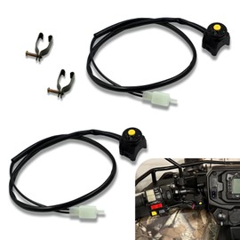 Anyhut Universal Motorcycle Kill Switch & Horn Button - 7/8" (22mm) Handlebar Mount for ATV, Dirt Bike, Scooter - Start/Stop, Overtaking Light, Power Socket Switch (2 Pack,Yellow Button)