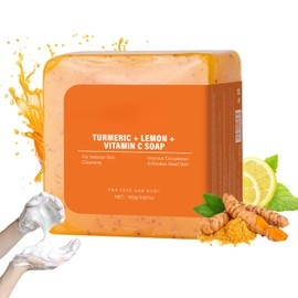 Turmeric Soap for Acne, Vitamin C Soap for Dark Spots, Natural Turmeric Lemon Soap for Smooth Skin, Hyperpigmentation, Vitamin C Turmeric Soap for Glowing Complexion, Gentle, Natural Cleansing